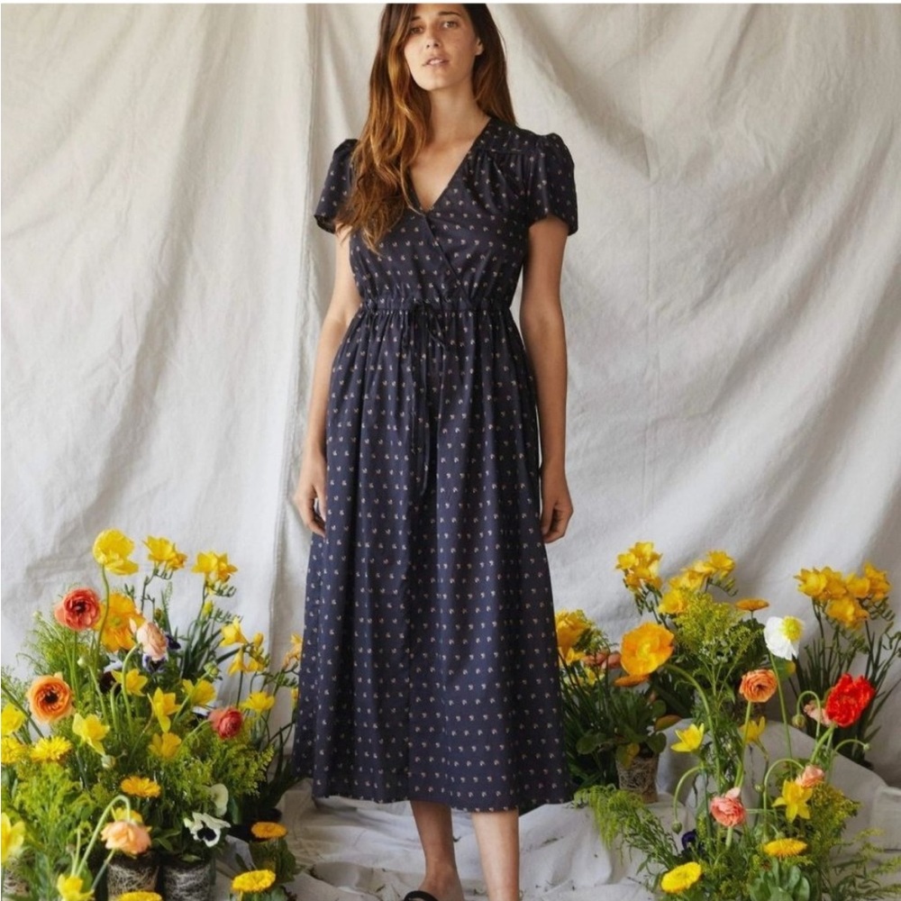 Christy Dawn The Dawn Dress In Noir Camellia Midi Size M
